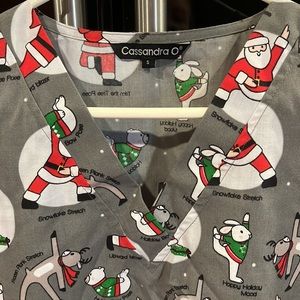 NWT “Yoga” Christmas Scrub Top